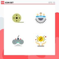 4 Universal Flat Icons Set for Web and Mobile Applications album controller reel human game controller Editable Vector Design Elements