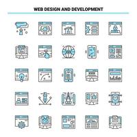 25 Web Design And Development Black and Blue icon Set Creative Icon Design and logo template Creative Black Icon vector background