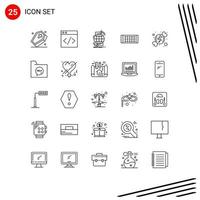 Mobile Interface Line Set of 25 Pictograms of romantic candy global strip lamp Editable Vector Design Elements