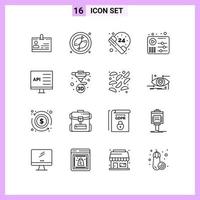 16 Icons in Line Style Outline Symbols on White Background Creative Vector Signs for Web mobile and Print Creative Black Icon vector background