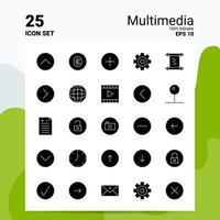 25 Multimedia Icon Set 100 Editable EPS 10 Files Business Logo Concept Ideas Solid Glyph icon design vector