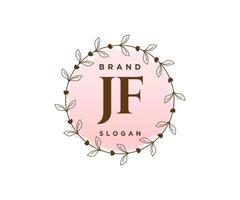 Initial JF feminine logo. Usable for Nature, Salon, Spa, Cosmetic and Beauty Logos. Flat Vector Logo Design Template Element.