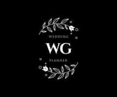 colección de logotipos de monograma de boda con letras iniciales wg, plantillas florales y minimalistas modernas dibujadas a mano para tarjetas de invitación, guardar la fecha, identidad elegante para restaurante, boutique, café en vector