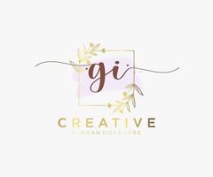 Initial GI feminine logo. Usable for Nature, Salon, Spa, Cosmetic and Beauty Logos. Flat Vector Logo Design Template Element.