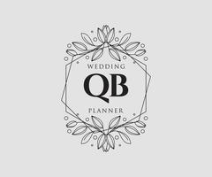 QB Initials letter Wedding monogram logos collection, hand drawn modern minimalistic and floral templates for Invitation cards, Save the Date, elegant identity for restaurant, boutique, cafe in vector
