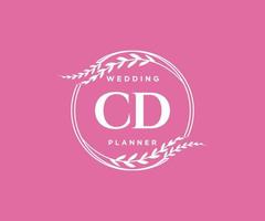 CD Initials letter Wedding monogram logos collection, hand drawn modern minimalistic and floral templates for Invitation cards, Save the Date, elegant identity for restaurant, boutique, cafe in vector