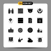 Pictogram Set of 16 Simple Solid Glyphs of kite money web investment planning Editable Vector Design Elements