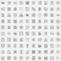 Pack of 100 Universal Line Icons for Mobile and Web vector