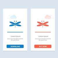 Dragon Dragonfly Dragons Fly Spring  Blue and Red Download and Buy Now web Widget Card Template vector