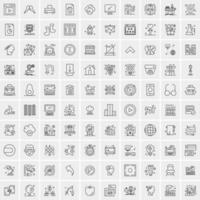 Pack of 100 Universal Line Icons for Mobile and Web vector