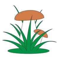 Vector color children's illustration of a mushroom in the grass