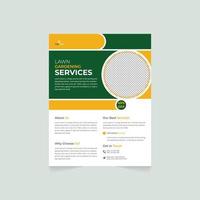 Lawn gardening services flyer template design landscaping and gardening lawn care service flyer vector