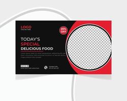 Restaurant food menu youtube thumbnail business and web banner template design vector