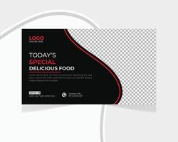 Restaurant food menu youtube thumbnail business and web banner template design vector