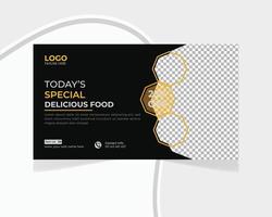 diseño de plantilla de banner web y negocio en miniatura de youtube de menú de comida de restaurante vector