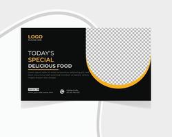 diseño de plantilla de banner web y negocio en miniatura de youtube de menú de comida de restaurante vector