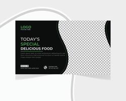 Restaurant food menu youtube thumbnail business and web banner template design vector