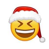 Christmas smiling face with open mouth and tightly closed eyes Large size of yellow emoji smile vector