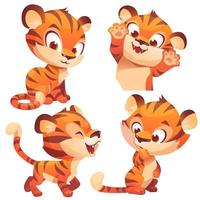 Cute cub tiger cartoon animal cub, kawaii mascot vector