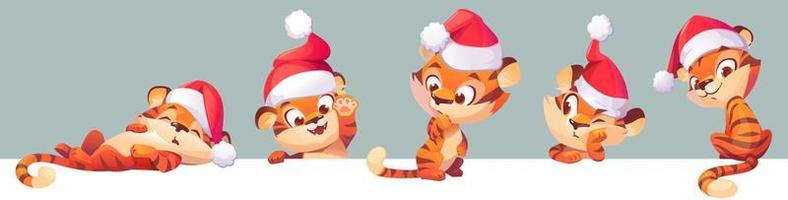 New Year tiger in Santa hat, 2022 chinese zodiac vector