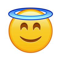 Smiling face with halo above head Large size of yellow emoji smile vector