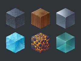 cubos de textura isométrica para el juego vector