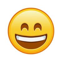 cara sonriente con la boca abierta y ojos risueños de gran tamaño de emoji amarillo sonrisa vector