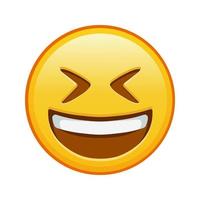 Smiling face with open mouth and tightly closed eyes Large size of yellow emoji smile vector