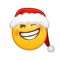 Christmas grinning face with laughing eyes Large size of yellow emoji smile vector