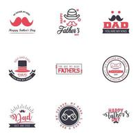 Happy fathers day 9 Black and Pink Lettering happy fathers day Editable Vector Design Elements