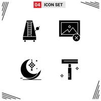 Modern Set of 4 Solid Glyphs Pictograph of audio cresent music image ribbon Editable Vector Design Elements