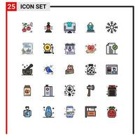 Universal Icon Symbols Group of 25 Modern Filled line Flat Colors of cold training poker meditation tshirt Editable Vector Design Elements