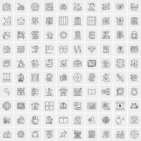 Pack of 100 Universal Line Icons for Mobile and Web vector