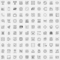 Pack of 100 Universal Line Icons for Mobile and Web vector