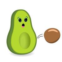 divertido personaje de dibujos animados lindo aguacate aislado en un fondo blanco vector