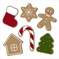 a set of Christmas gingerbread on a white background vector