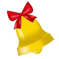 golden bell with a red festive bow vector