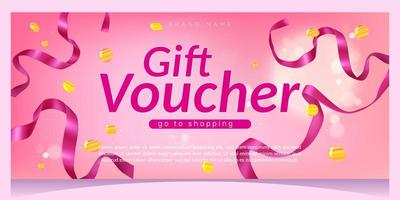 Gift voucher, shopping certificate with ribbons vector