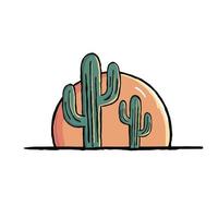 dos cactus como papá e hijo en el parque del desierto vector