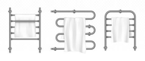 Towel hangs on dryer with metal rails vector