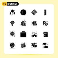 Set of 16 Modern UI Icons Symbols Signs for bulb pen food success design Editable Vector Design Elements