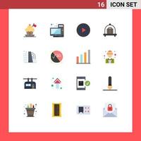 Modern Set of 16 Flat Colors Pictograph of construction luggage monitor baggage ui Editable Pack of Creative Vector Design Elements