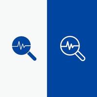 Graphic Info graphics Graph Search Chart Line and Glyph Solid icon Blue banner Line and Glyph Solid icon Blue banner vector