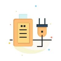 Battery Charge Plug Education Abstract Flat Color Icon Template vector