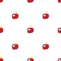 Vector pattern with red small apples in a flat style on a white background. Pattern with apples for fabrics, packaging, design, fabrics.