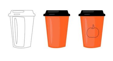 etapas taza de papel dibujada a mano. taza de café o té para acompañar calabaza. una taza de papel para café se adaptará a la decoración moderna. ilustración vectorial vector