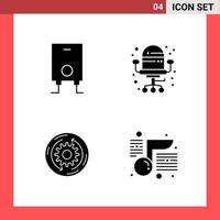 4 Icon Pack Solid Style Glyph Symbols on White Background Simple Signs for general designing Creative Black Icon vector background