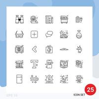 conjunto de 25 iconos modernos de la interfaz de usuario símbolos signos para la educación de las gafas búsqueda de empleo enchufe batería elementos de diseño vectorial editables vector