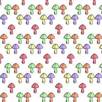 Mushrooms seamless pattern. Flat icon mushroom. Trendy design for print on fabric, wrapping paper, packing, wallpaper. Vector illustration