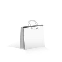 bolsa de papel comercial aislada sobre fondo blanco. bolsa de papel para publicidad y branding. Plantilla de bolsa de compras realista 3d. Ilustración de vector